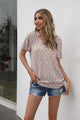 Ivy Lane Floral Notched Short Sleeve Blouse Blush Pink