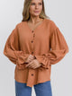 Button Up Flounce Sleeve Shirt Ochre