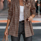 Plaid Button Up Lapel Collar Blazer