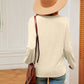 Contrast V-Neck Long Sleeve Blouse