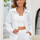 Button Up Long Sleeve Top and Shorts Set