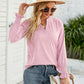 Heathered Flounce Sleeve Curved Hem Top