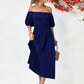 Off-Shoulder Balloon Sleeve Midi Dress