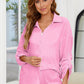 Button Up Long Sleeve Top and Shorts Set