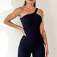 Asymmetrical Neck Wide Strap Active Romper