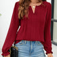 Notched Flounce Sleeve Blouse