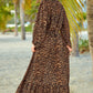 Leopard Open Front Long Sleeve Cover Up