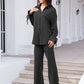 Drawstring Flounce Sleeve Shirt and Pants Set