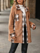 Plaid Contrast Dropped Shoulder Coat Khaki