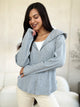 Culture Code Full Size Ribbed Zip Up Drawstring Hooded Jacket H.Grey