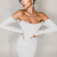 Rhinestone Trim Off-Shoulder Bandage Dress