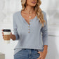 Striped Half Button Long Sleeve T-Shirt