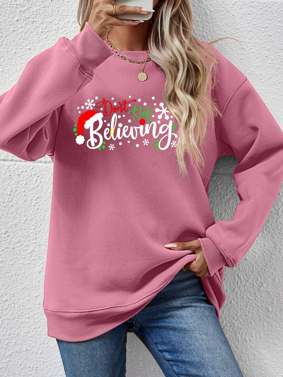 Letter Graphic Long Sleeve Sweatshirt Moonlit Mauve
