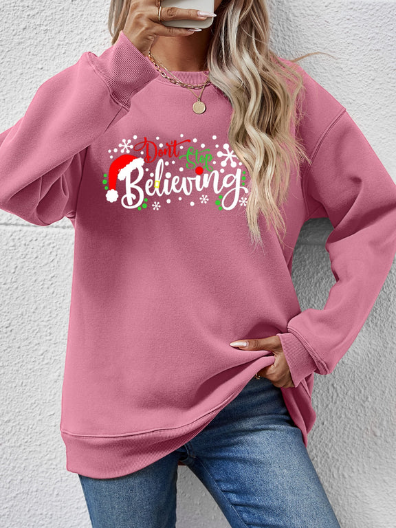 Letter Graphic Long Sleeve Sweatshirt Moonlit Mauve