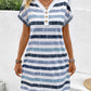 Striped V-Neck Short Sleeve Dress