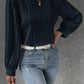 Textured Round Neck Long Sleeve Blouse