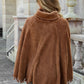 Full Size Turtleneck Tassel Hem Poncho