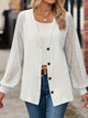 Button Up V-Neck Long Sleeve Outerwear White