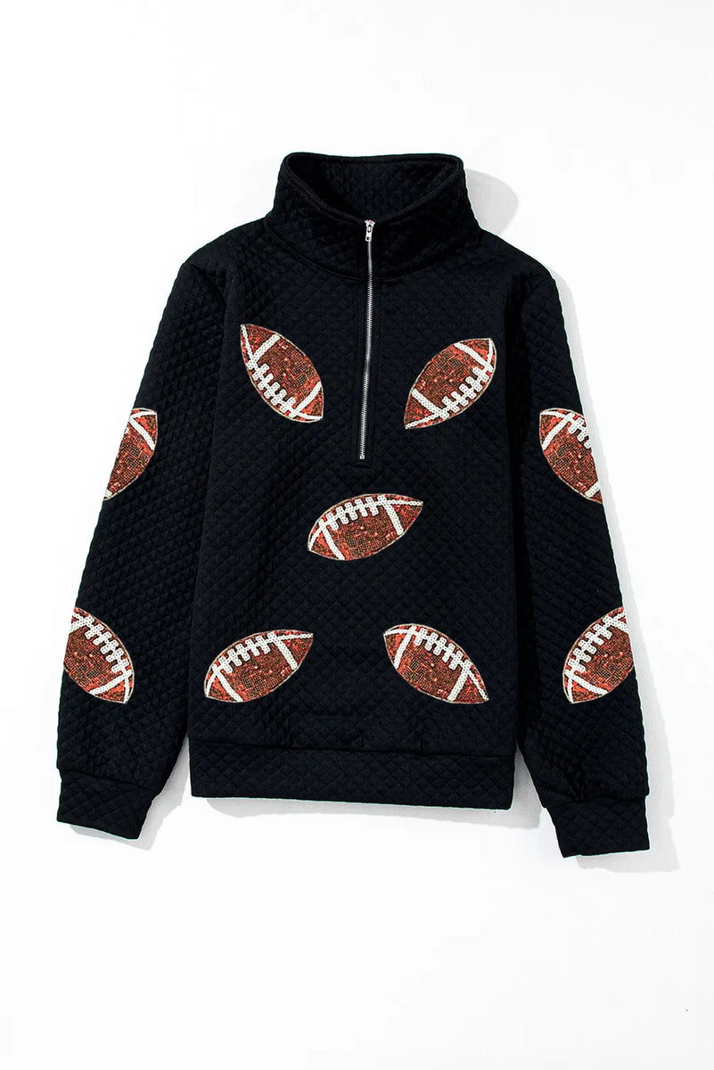 Sequin Football Long Sleeve Sweatshirt