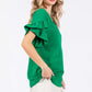 GeeGee Ruffled Short Sleeve V-Neck Blouse