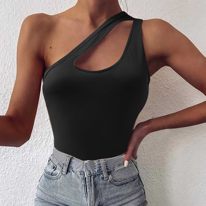 One Shoulder Cutout Cami Black