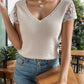 Lace Detail V-Neck Short Sleeve Blouse