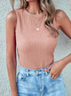 Textured Round Neck Tank Dusty Pink