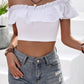 Honey Off-Shoulder Ruffled Cropped Top