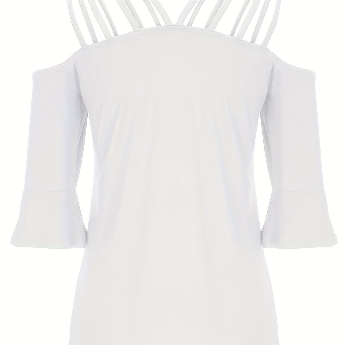 Full Size Cold Shoulder Three-Quarter Sleeve Blouse