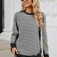 Striped Round Neck Long Sleeve Sweatshirt