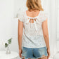 Tie Back V-Neck Eyelet Top