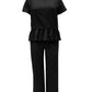 Peplum Round Neck Short Sleeve Top and Pants Set