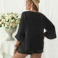 Plus Size Flower Crochet Flare Sleeve Top