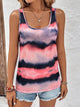 Tie-Dye Scoop Neck Wide Strap Tank Coral