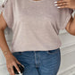 Plus Size Decorative Button Round Neck Short Sleeve T-Shirt