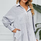 Striped Button Up Smocked Long Sleeve Shirt