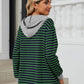 Drawstring Striped Long Sleeve Hoodie