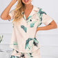 Printed Button Up Short Sleeve Top and Shorts Lounge Set