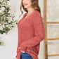 Ribbed V-Neck Long Sleeve T-Shirt