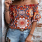 Printed Off-Shoulder Half Sleeve Blouse