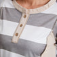 Striped Exposed Seam Buttoned T-Shirt