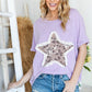 HOPELY Leopard Star Patch Short Sleeve T-Shirt