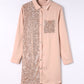 Sequin Button Front High-Low Shirt Dress