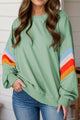 Contrast Round Neck Long Sleeve Sweatshirt Sage
