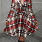 Plaid Tie Waist Long Sleeve Outerwear