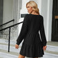 V-Neck Long Sleeve Mini Dress