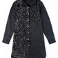 Sequin Button Front High-Low Shirt Dress