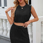 Round Neck Sleeveless Top and Drawstring Skirt Set