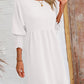 Round Neck Lantern Sleeve Mini Dress