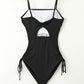 Drawstring Spaghetti Strap One-Piece Swimwear